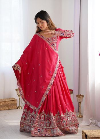 Pink Lehenga Choli With Floral Print