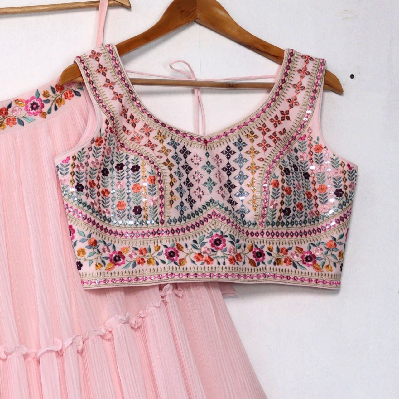 Pink Lehenga Choli With Thread and Sequence Embroidery Work