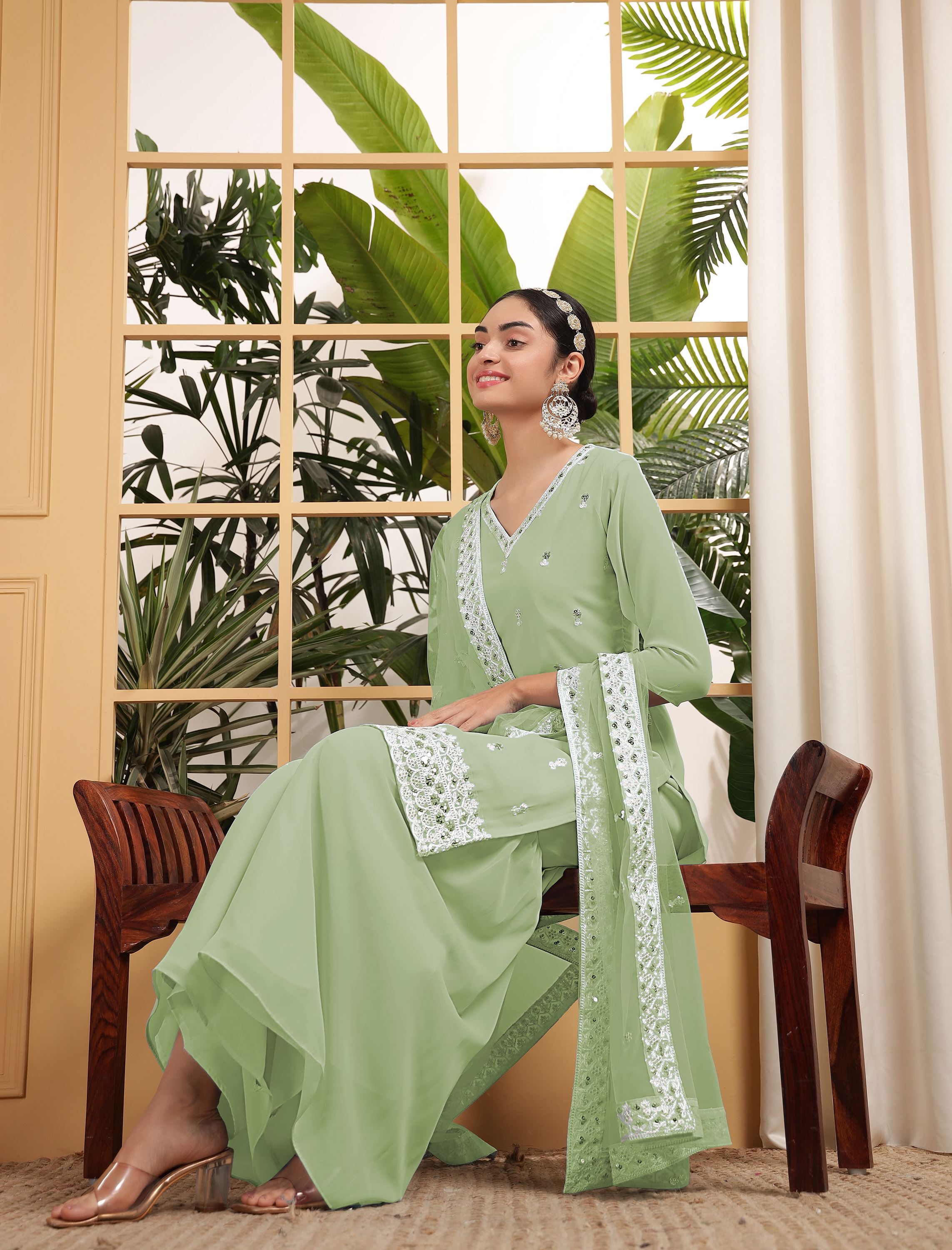 Pista Sharara Dress With Sequence Embroidered