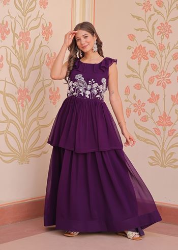 Purple Anarkali With Heavy Beads Embroidered work