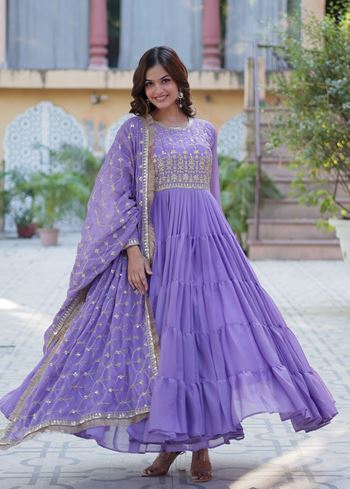 Purple Anarkali With Heavy Embroidered work