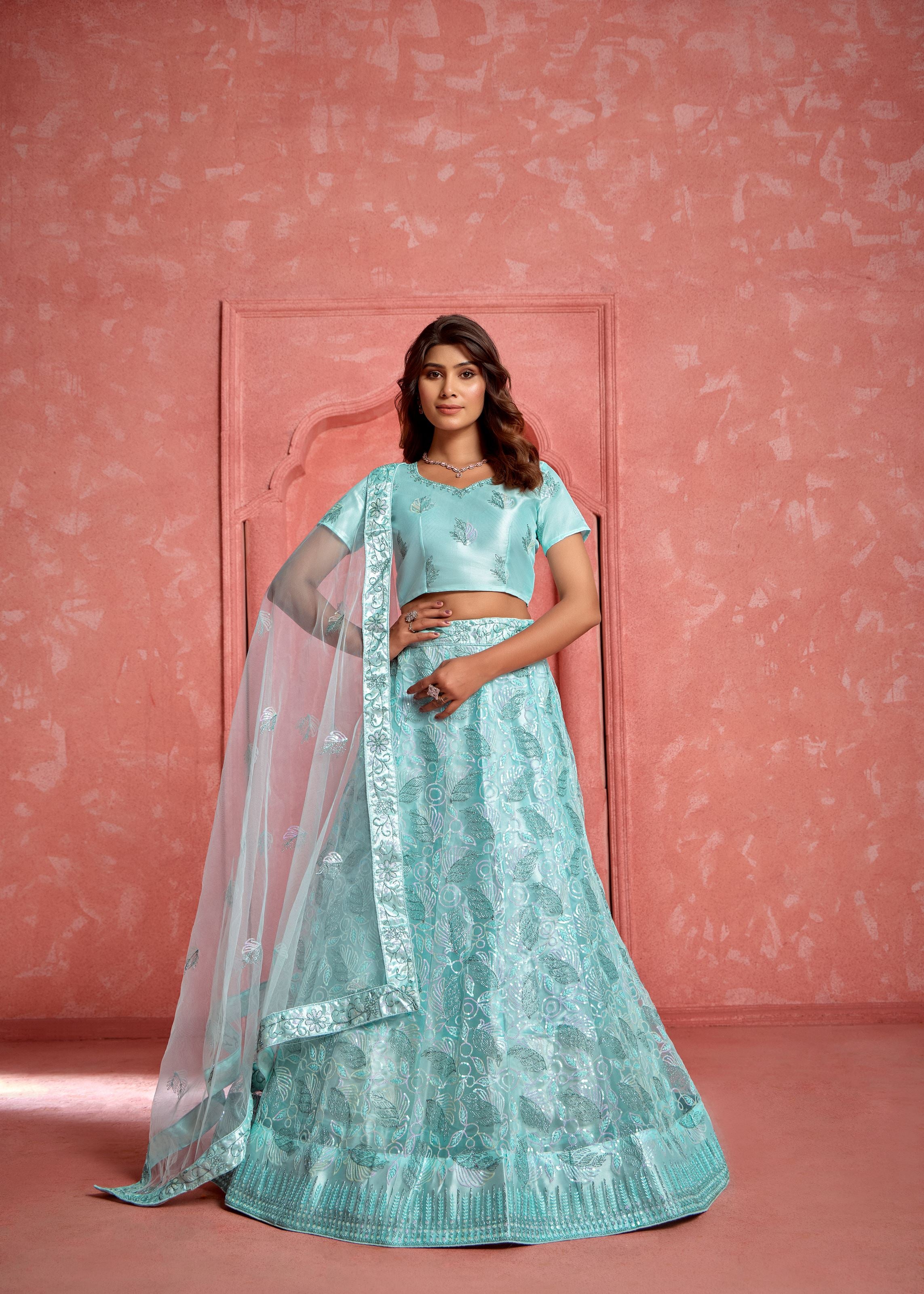 Magenta Lehenga Choli With Heavy Sequence Embroidered