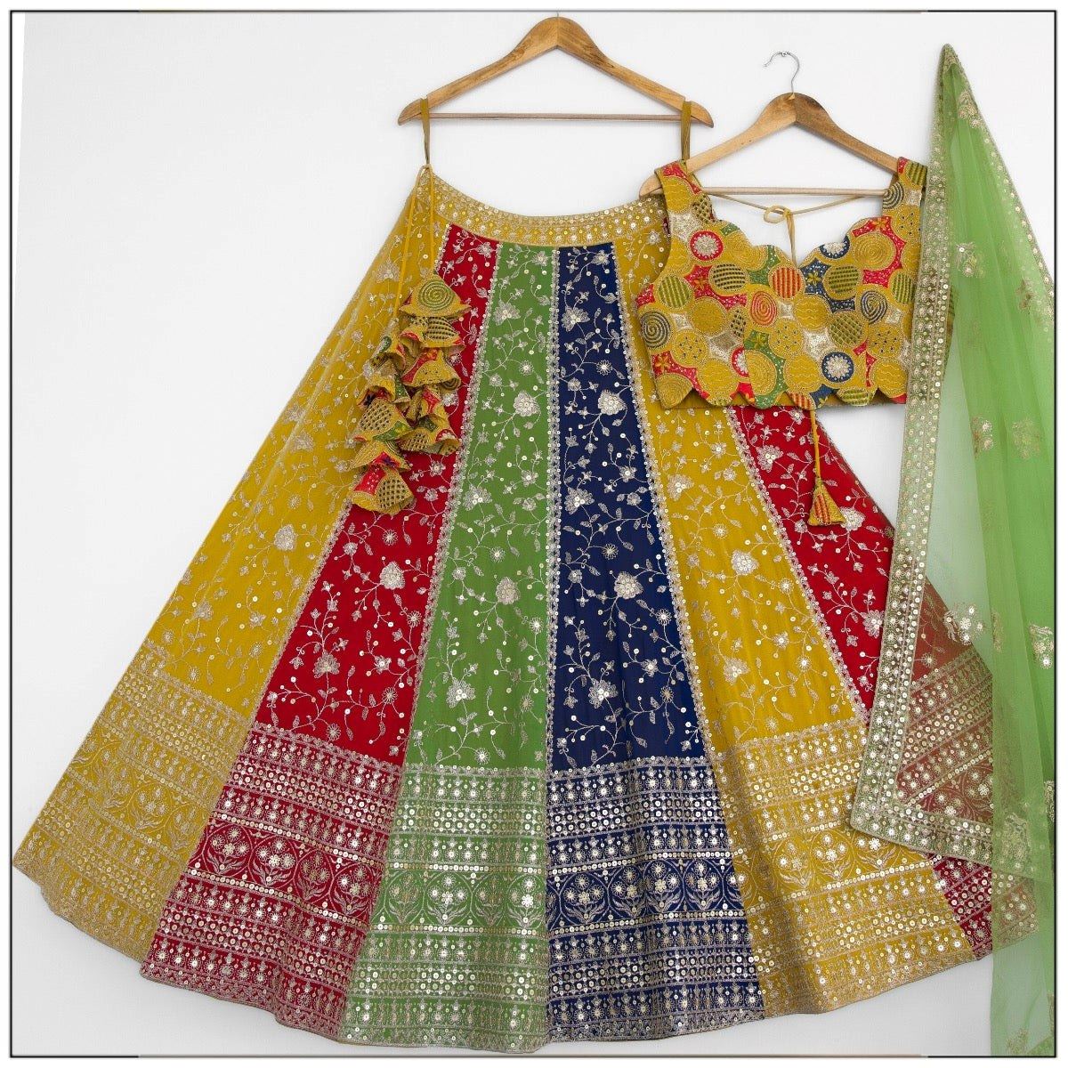 Yellow Lehenga Choli With Thread and Sequence Embroidery Work