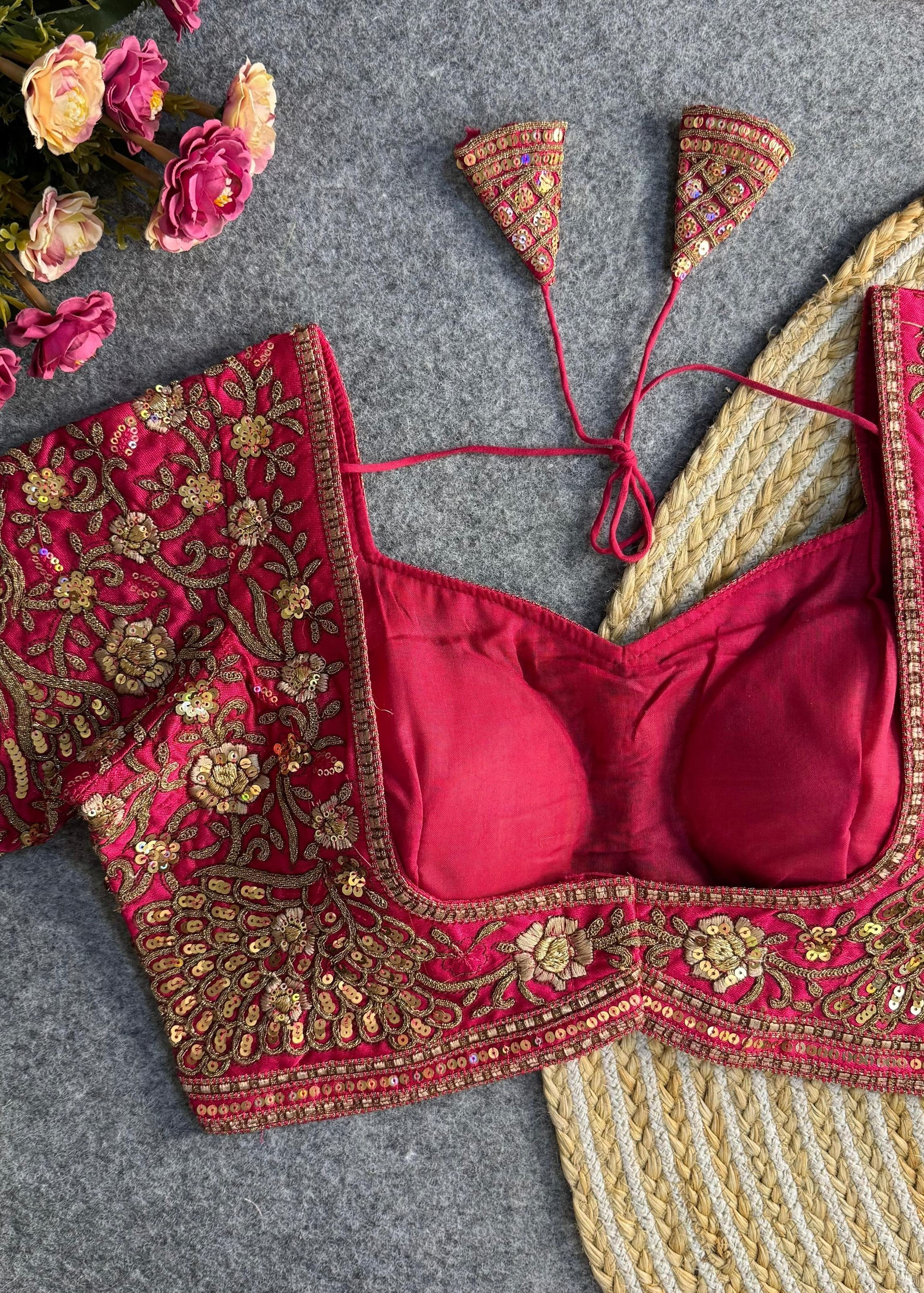 Wine Heavy Codding & Sequin Bridal Blouse