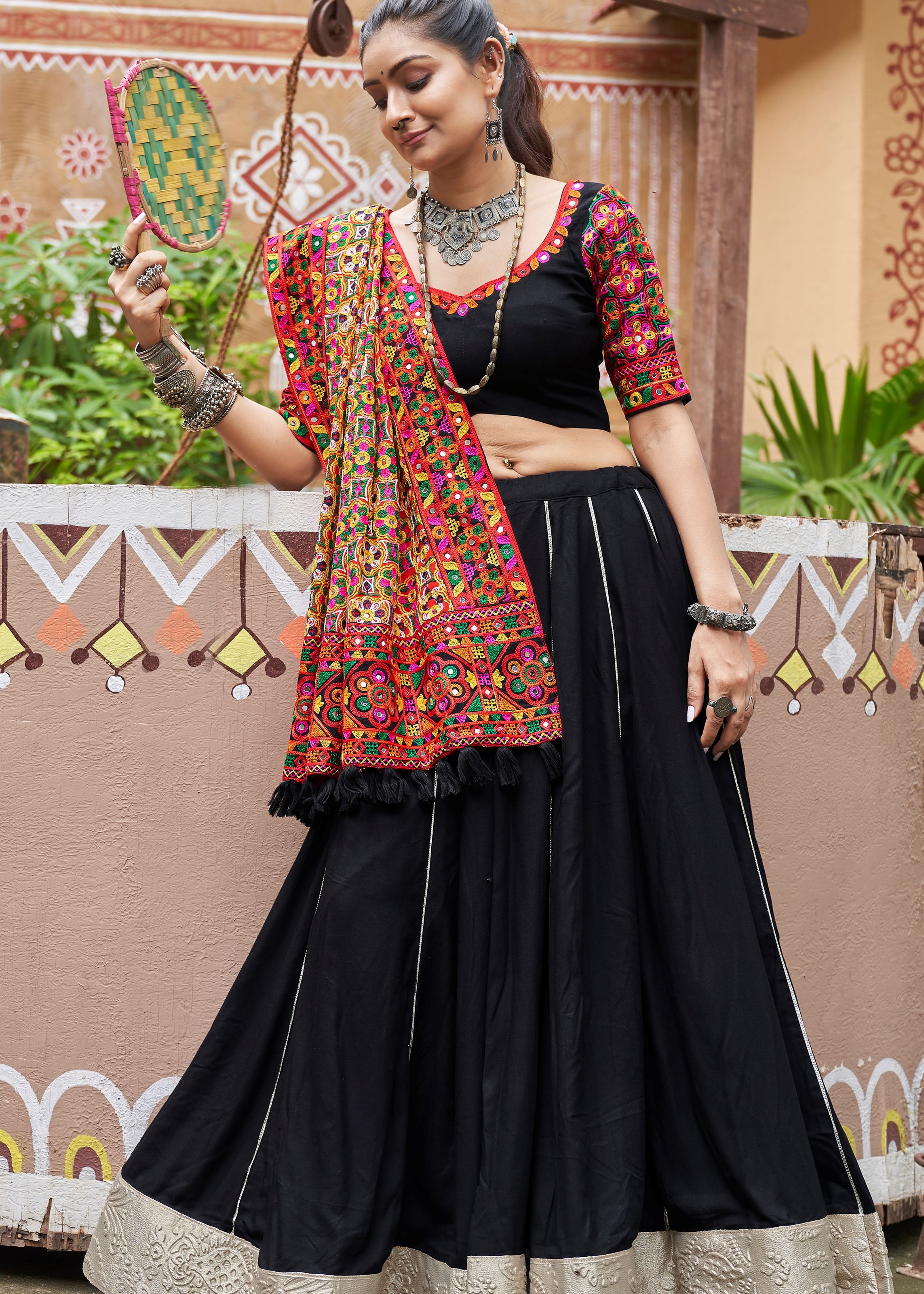 Black Lehenga Choli With Plain