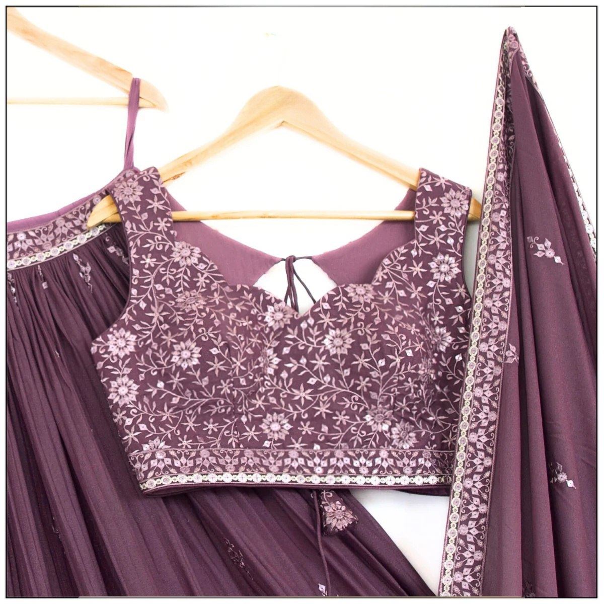 Dark pink Lehenga Choli With Sequins With Jari, Thread Embroidery Work