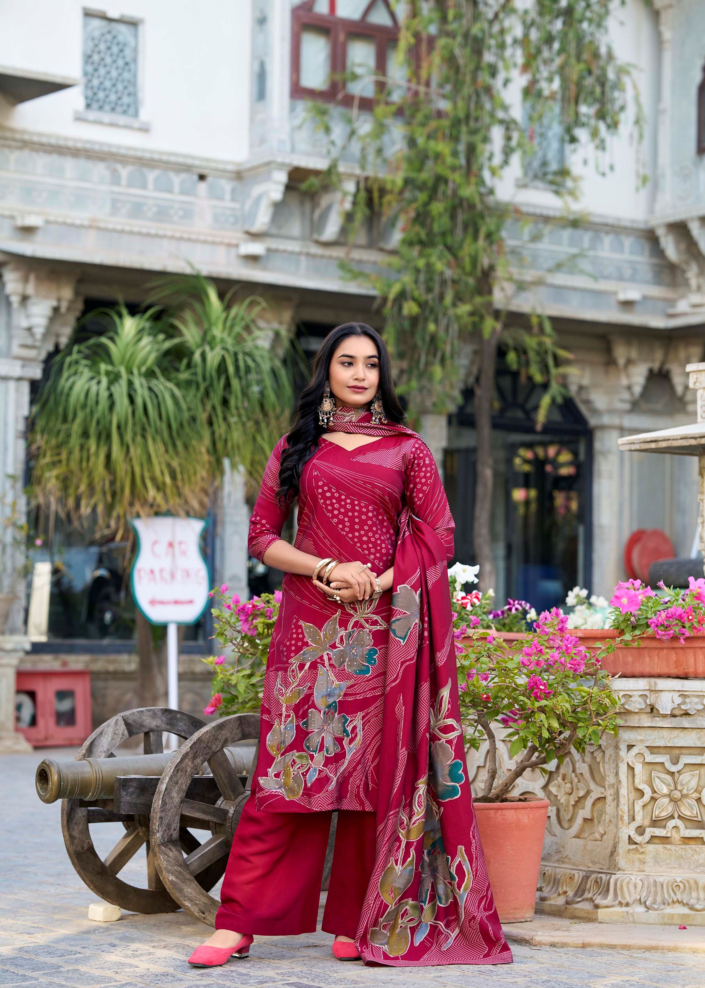 Grace Redefined Roman Silk Maroon Salwar Suit with Exquisite Beets Handwork