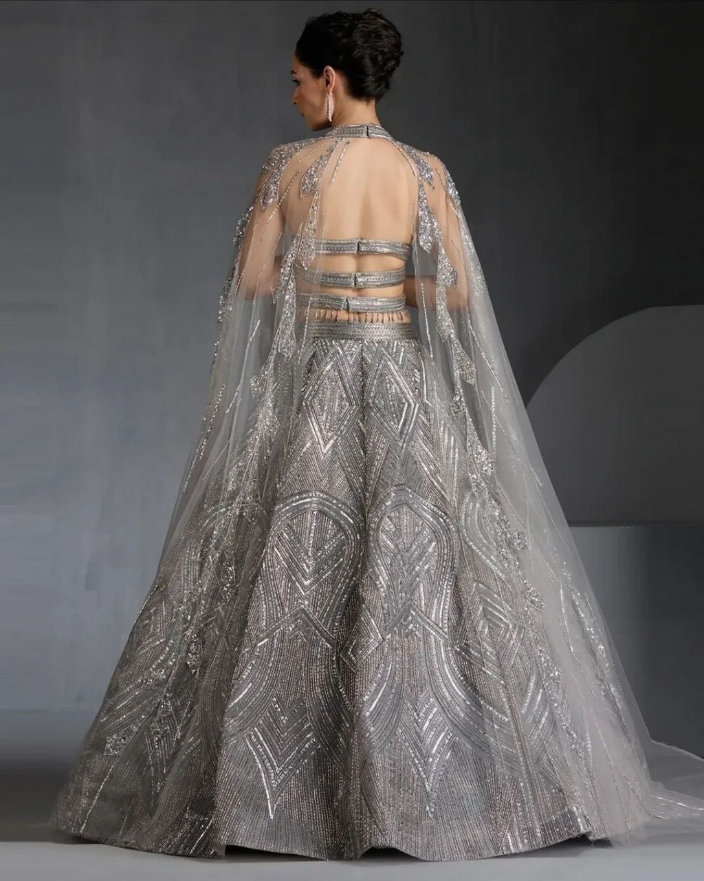 Grey Lehenga Choli With Embroidery Dori Work With Beautiful Heavy Sequins