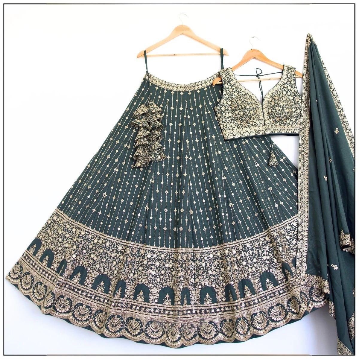 Grey Lehenga Choli With Sequins With Jari Embroidery Work