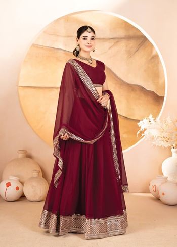 Maroon Lehenga Choli With Sequins Embroidered Work