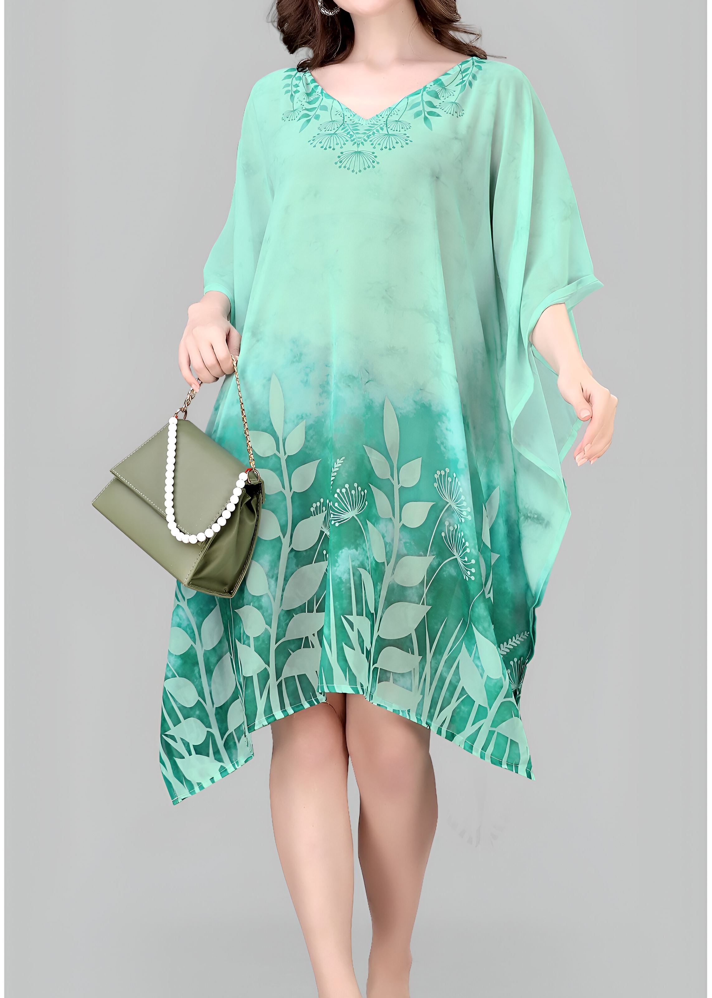 Multi Weightless Georgette Readymade Kaftan With Digital Printed