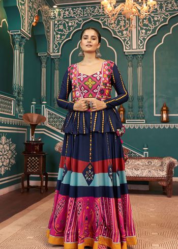 Multicolor Lehenga Choli With Embroidered