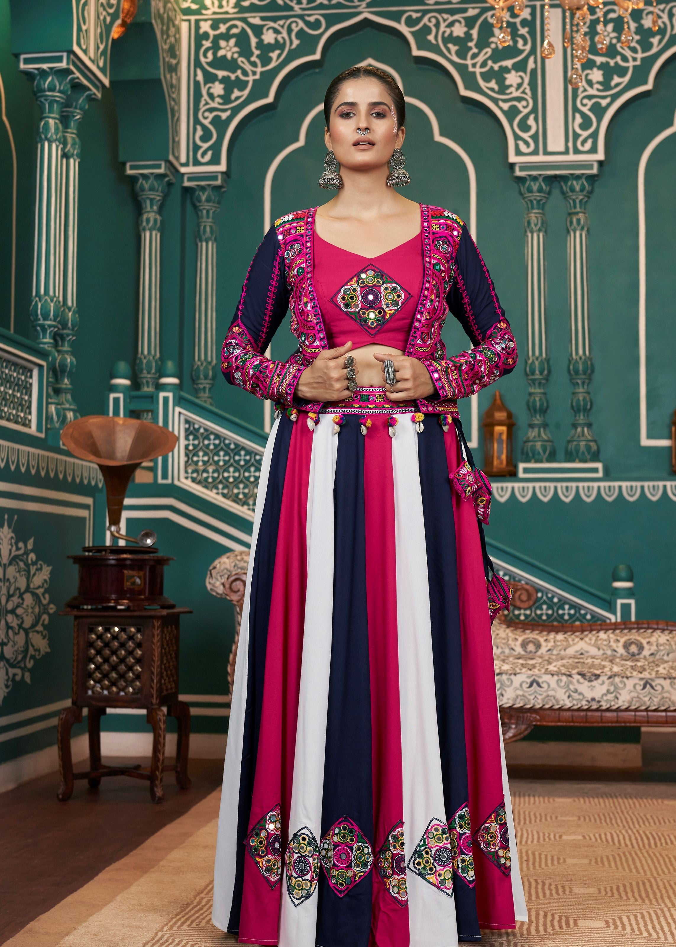 Multicolor Lehenga Choli With Embroidered