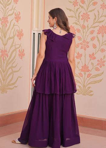 Purple Anarkali With Heavy Beads Embroidered work