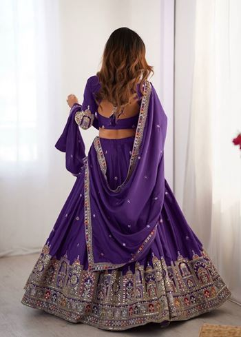 Purple Lehenga Choli With Coding Dori With Thread Sequnce Work