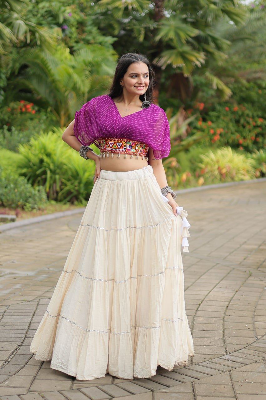 Purple Lehenga Choli With Standard Frill Stitching