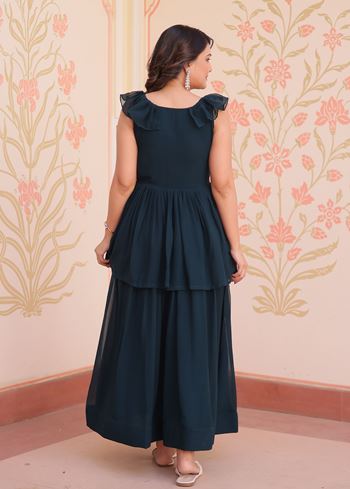 Rama Anarkali With Heavy Beads Embroidered work