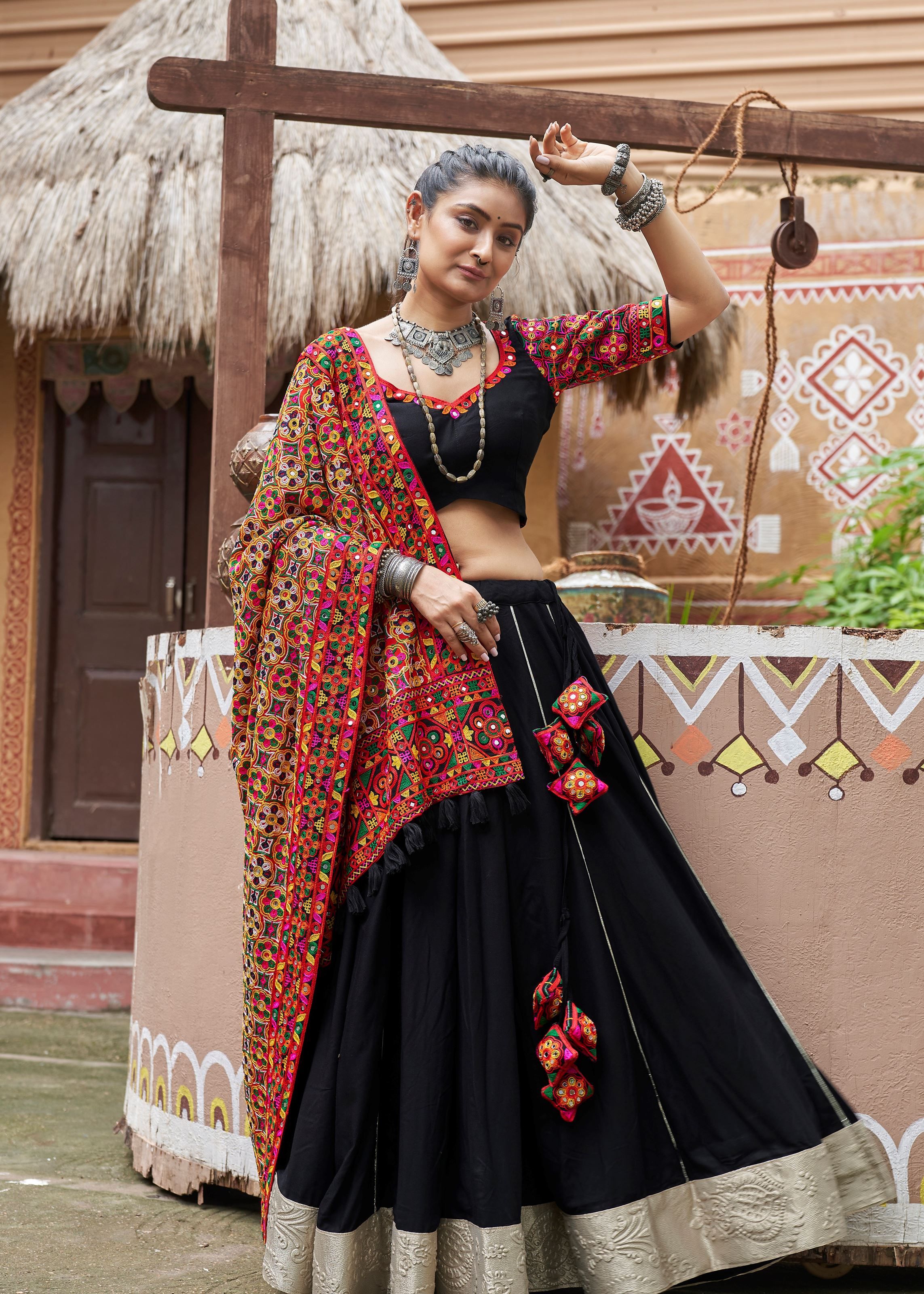 Black Lehenga Choli With Plain