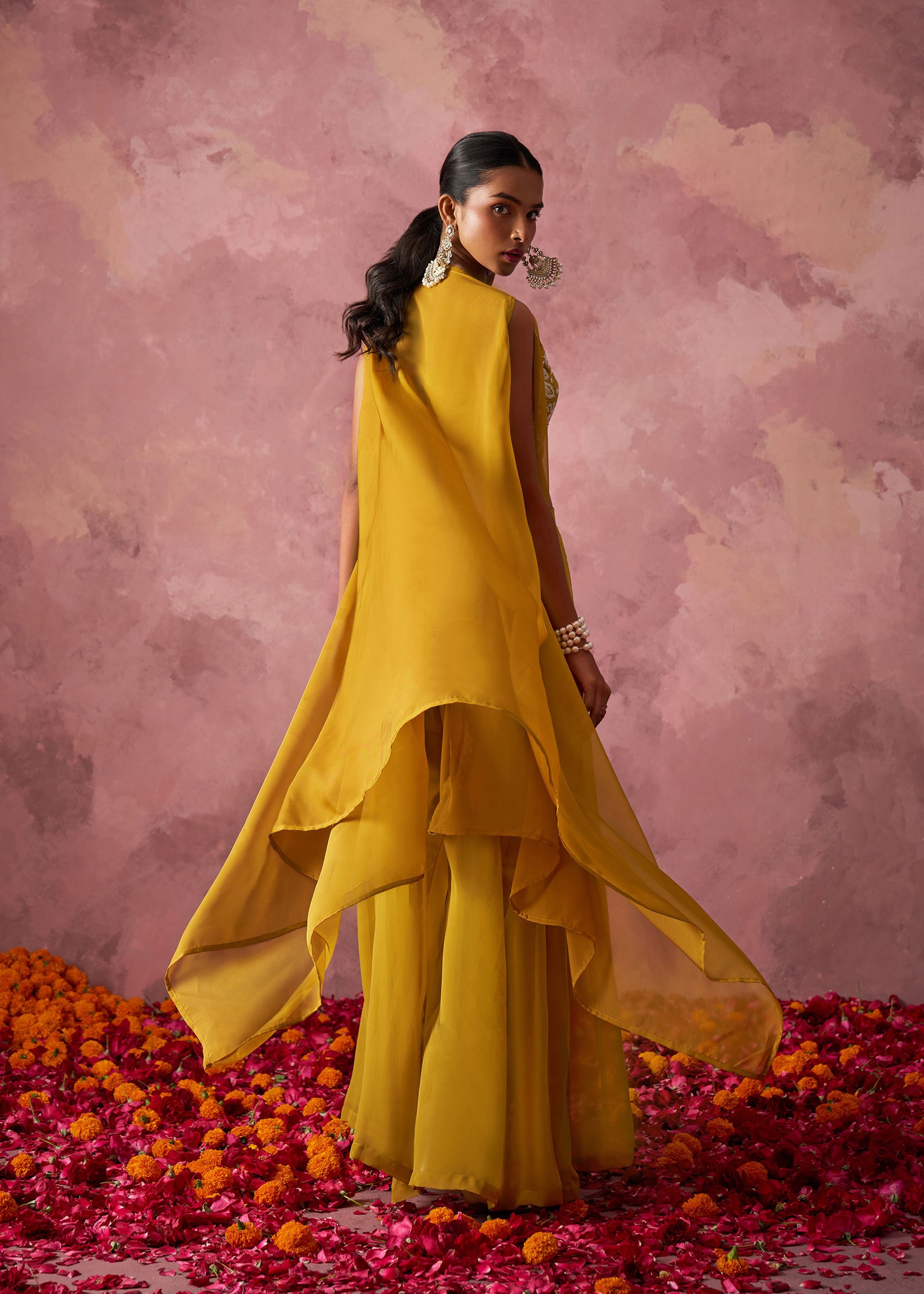 Brown Net Lehenga with Sequins Jari Work