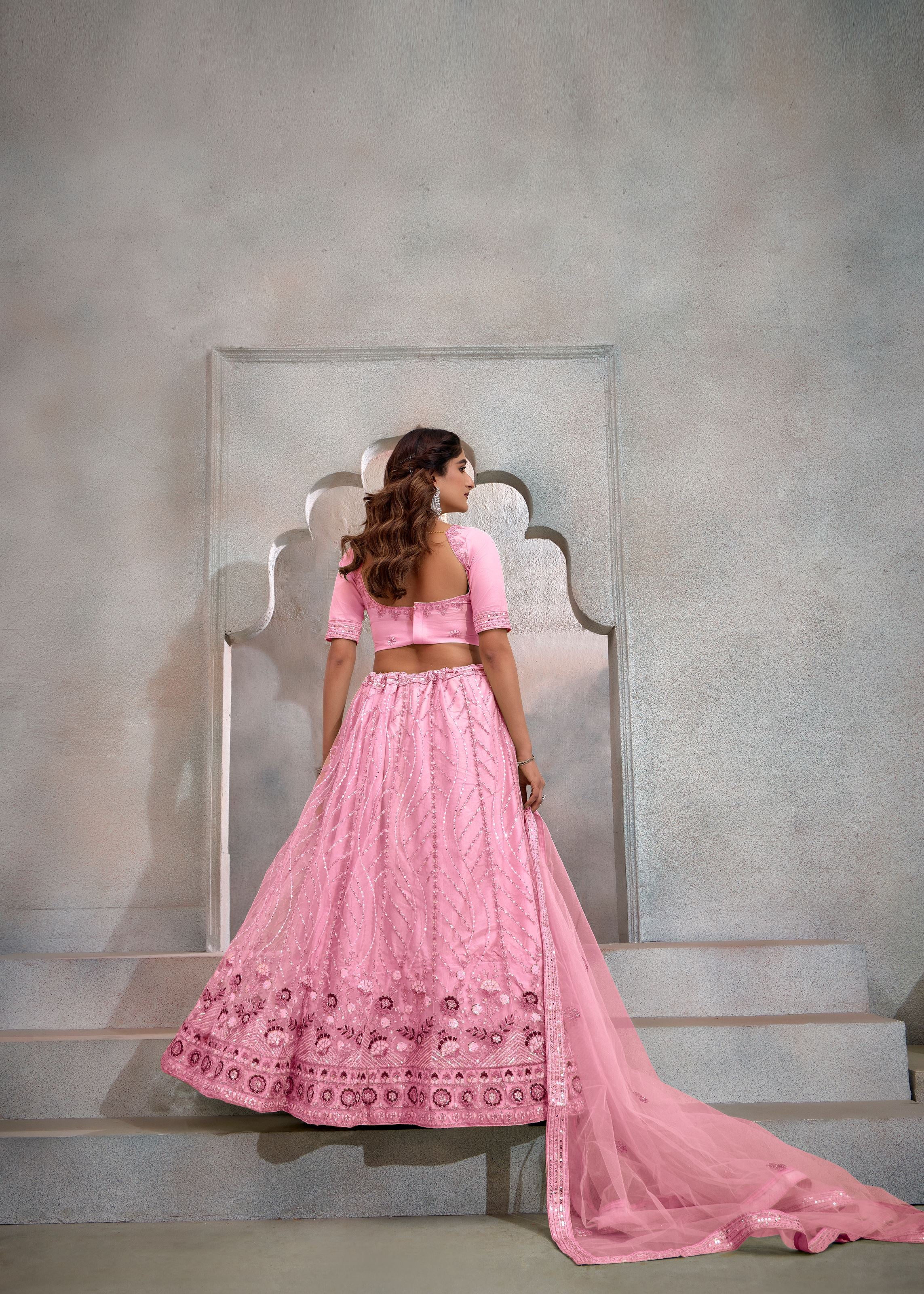Dark Pink Lehenga Choli With Heavy Sequence Embroidered