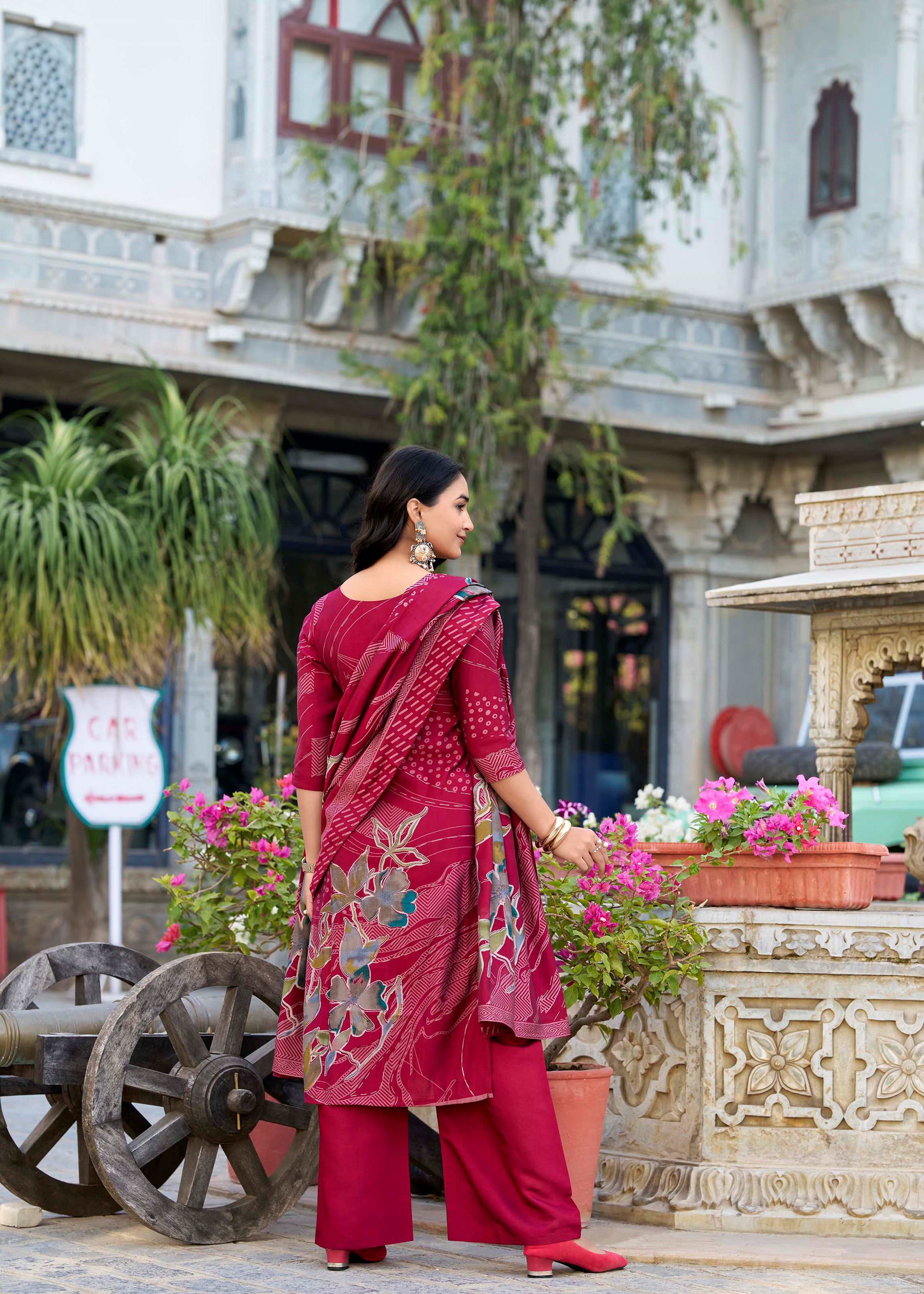 Grace Redefined Roman Silk Maroon Salwar Suit with Exquisite Beets Handwork