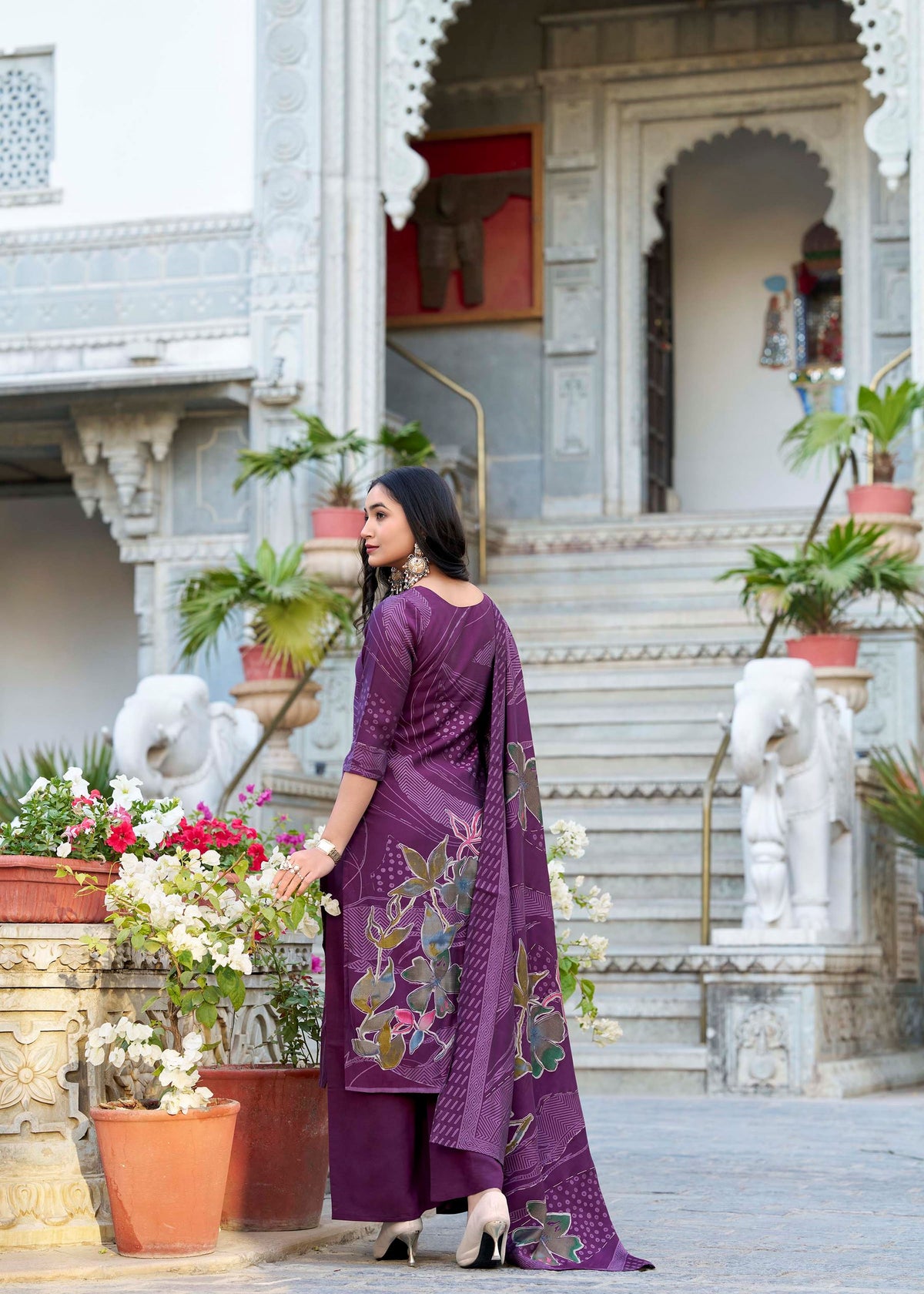Grace Redefined Roman Silk Wine Salwar Suit with Exquisite Beets Handwork