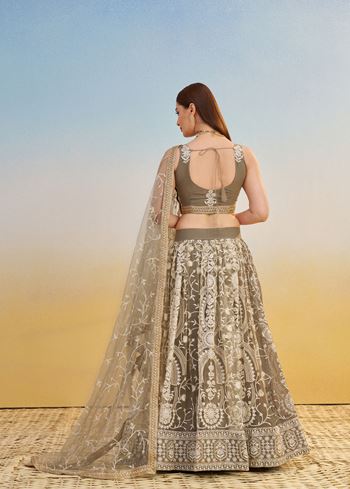 Ivory Lehenga Choli With Tone To Tone Thread Work Zari Work and Sequence Work Embroidery With Readymade Fancy Lace