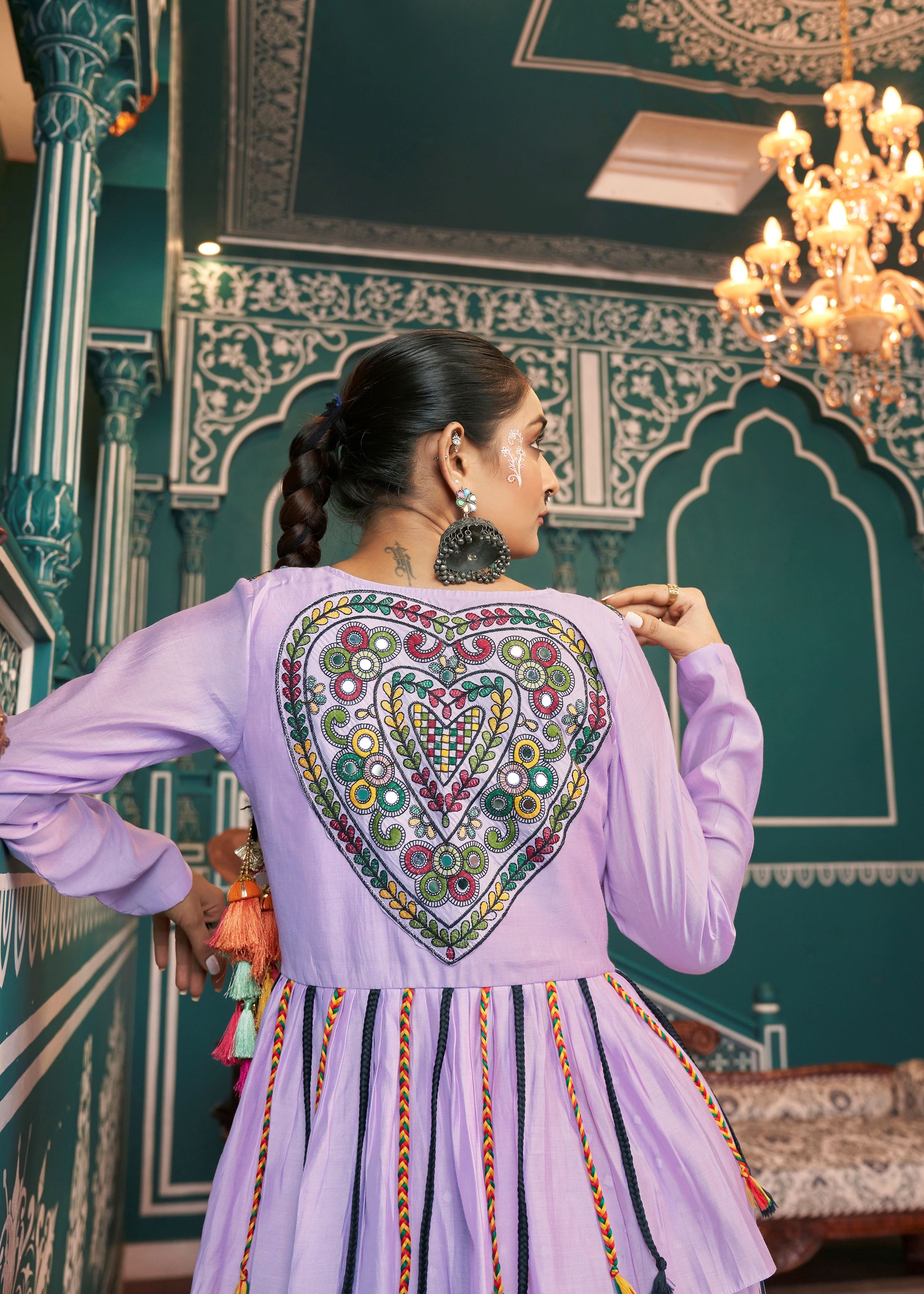 Lavender Lehenga Choli With Embroidered