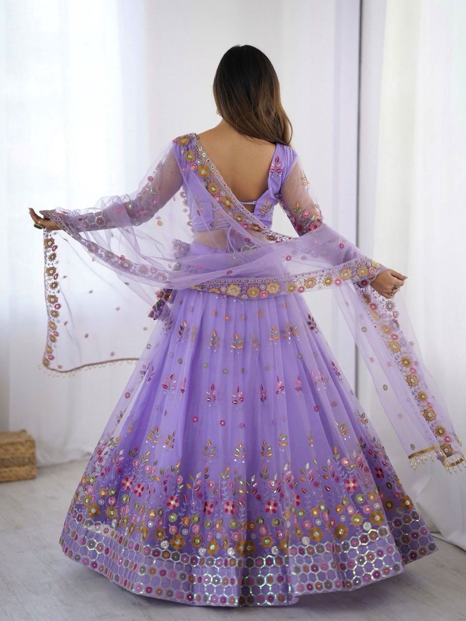 Lavender Lehenga Choli With Thread Sequnce Work
