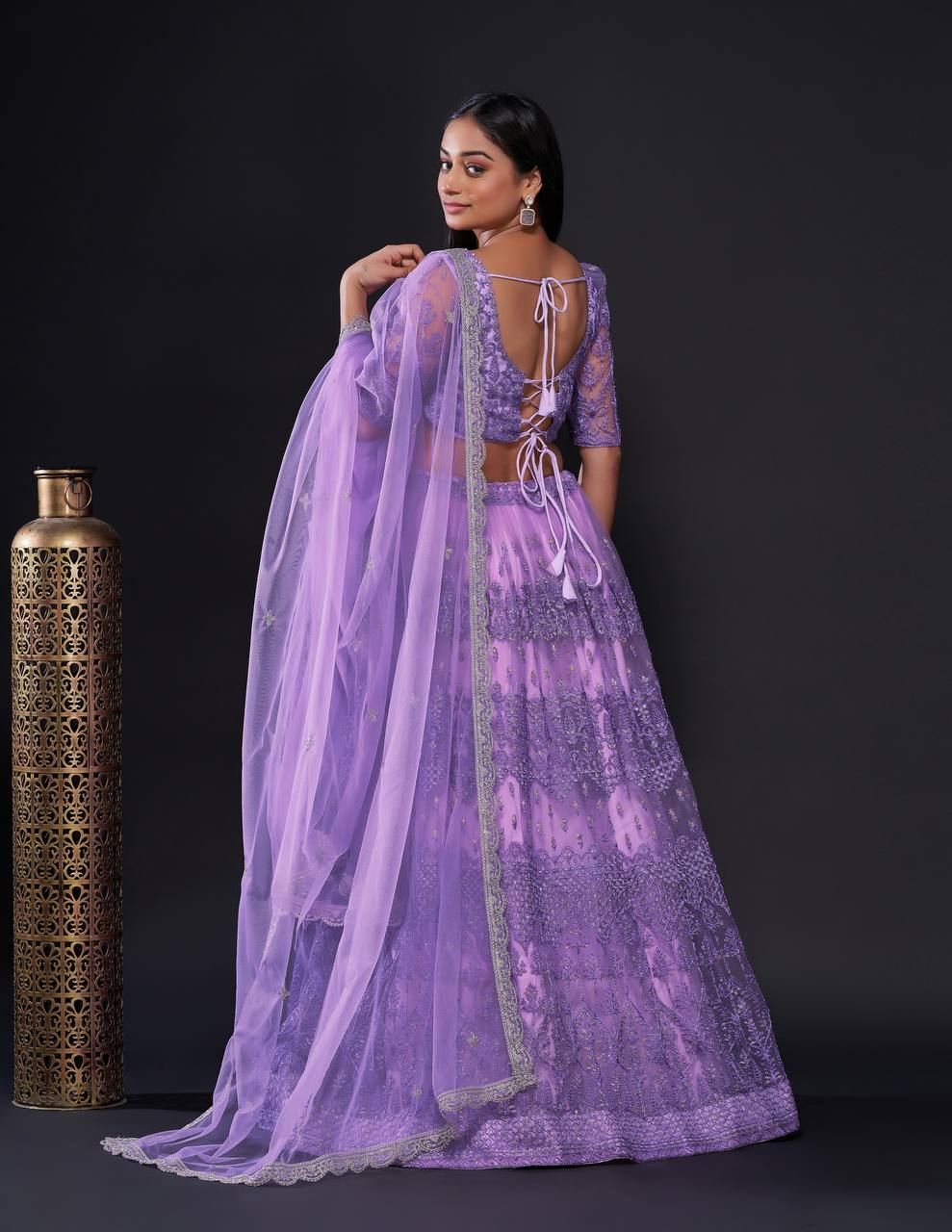 Lavender Lehenga Choli with Thread, Zari & Sequins Work