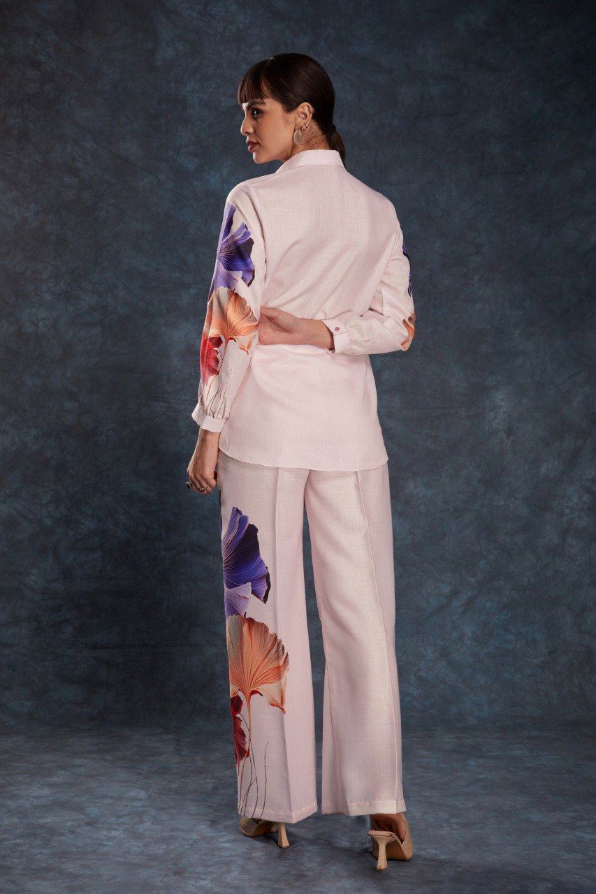 Light Pink Co-Ord Set with Printed Work