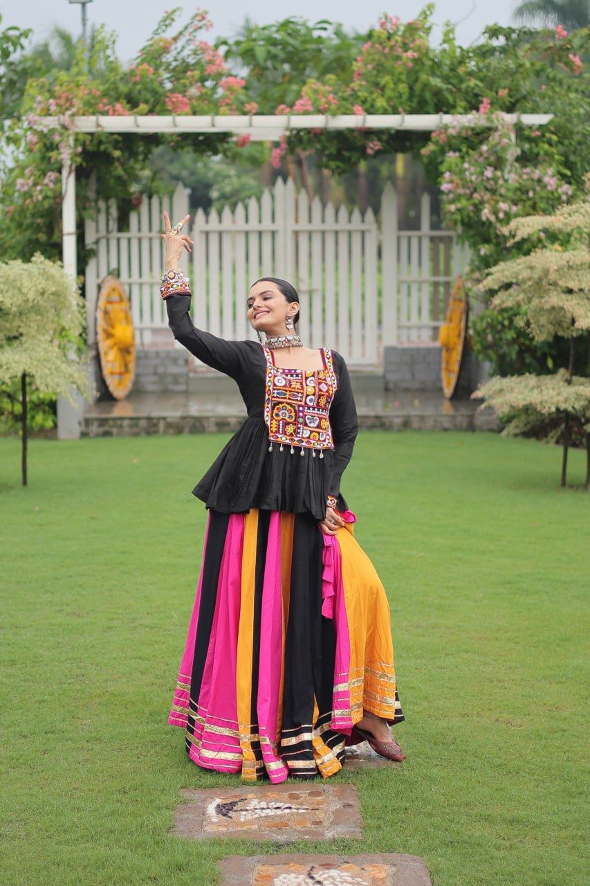 Multicolor Lehenga Choli With Attractive Gota Patti Lace