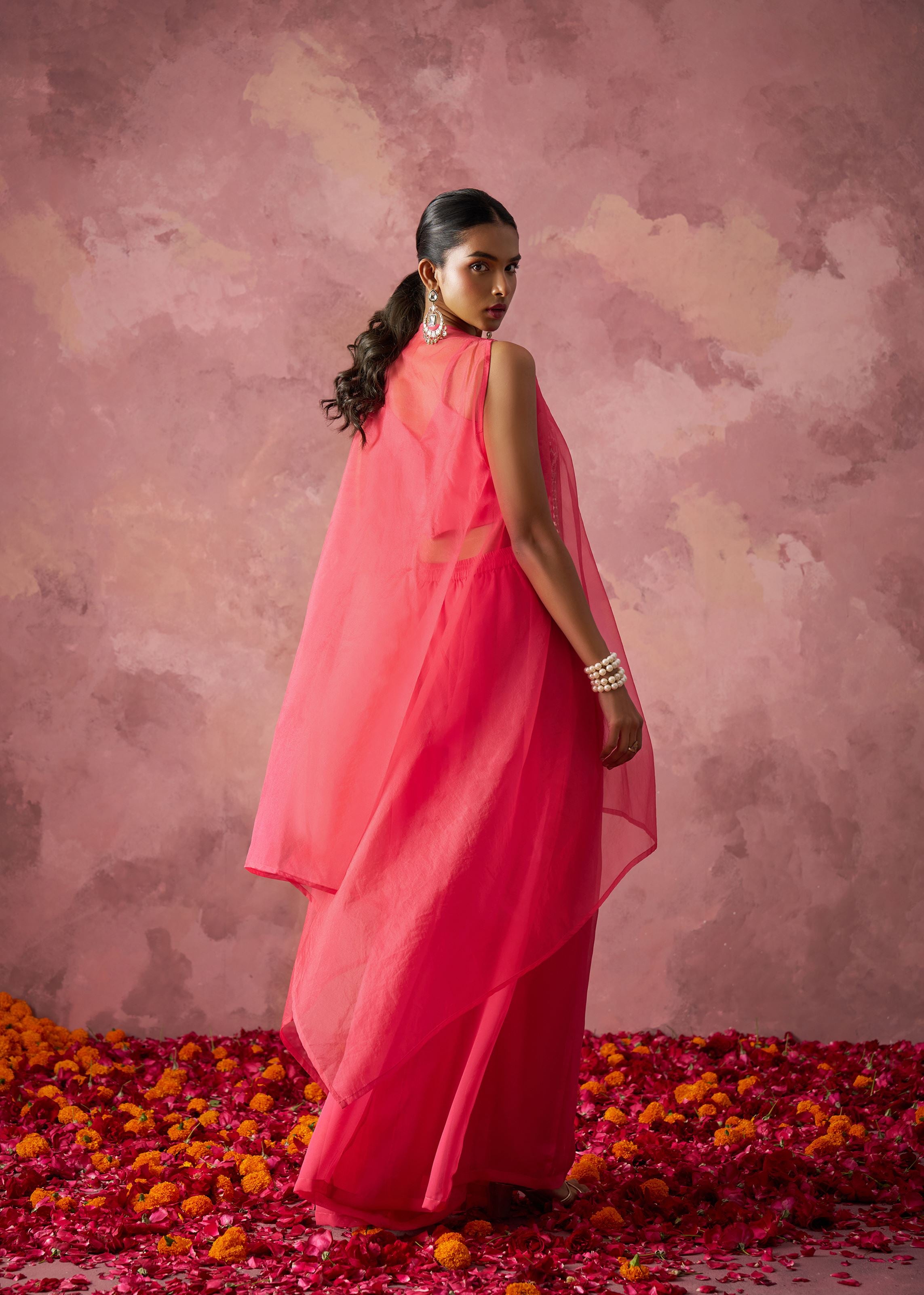 Pink Georgette Lehenga with Pure Khatli Work Blouse