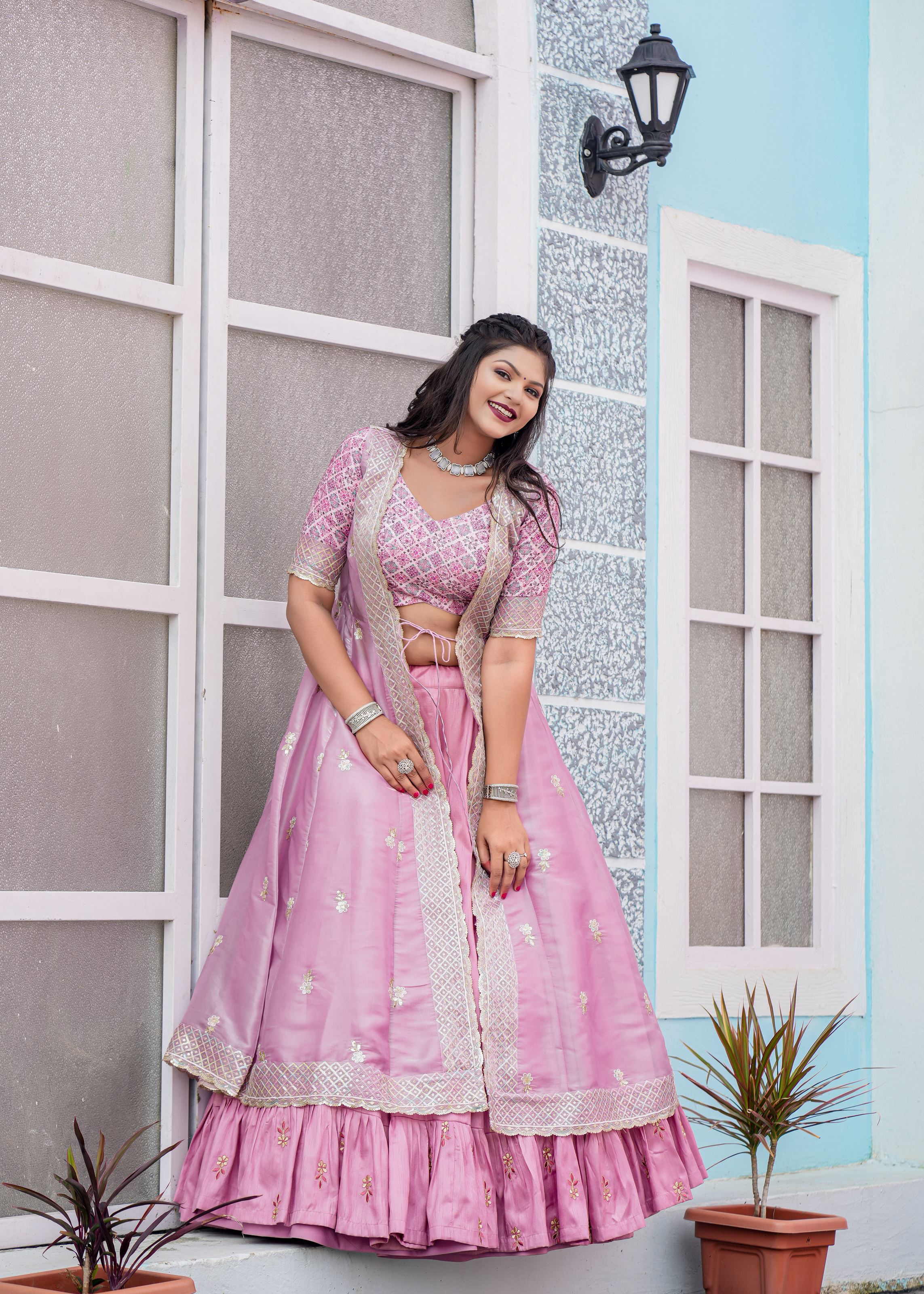 Pink Lehenga Choli With Heavy Embroidery Work