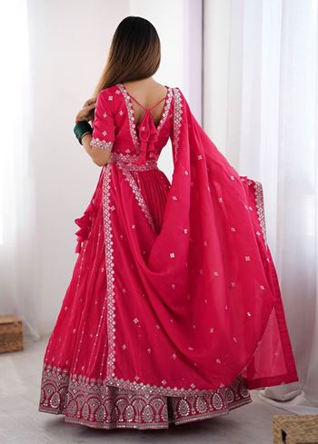 Pink Lehenga Choli With Thread Sequnce Work