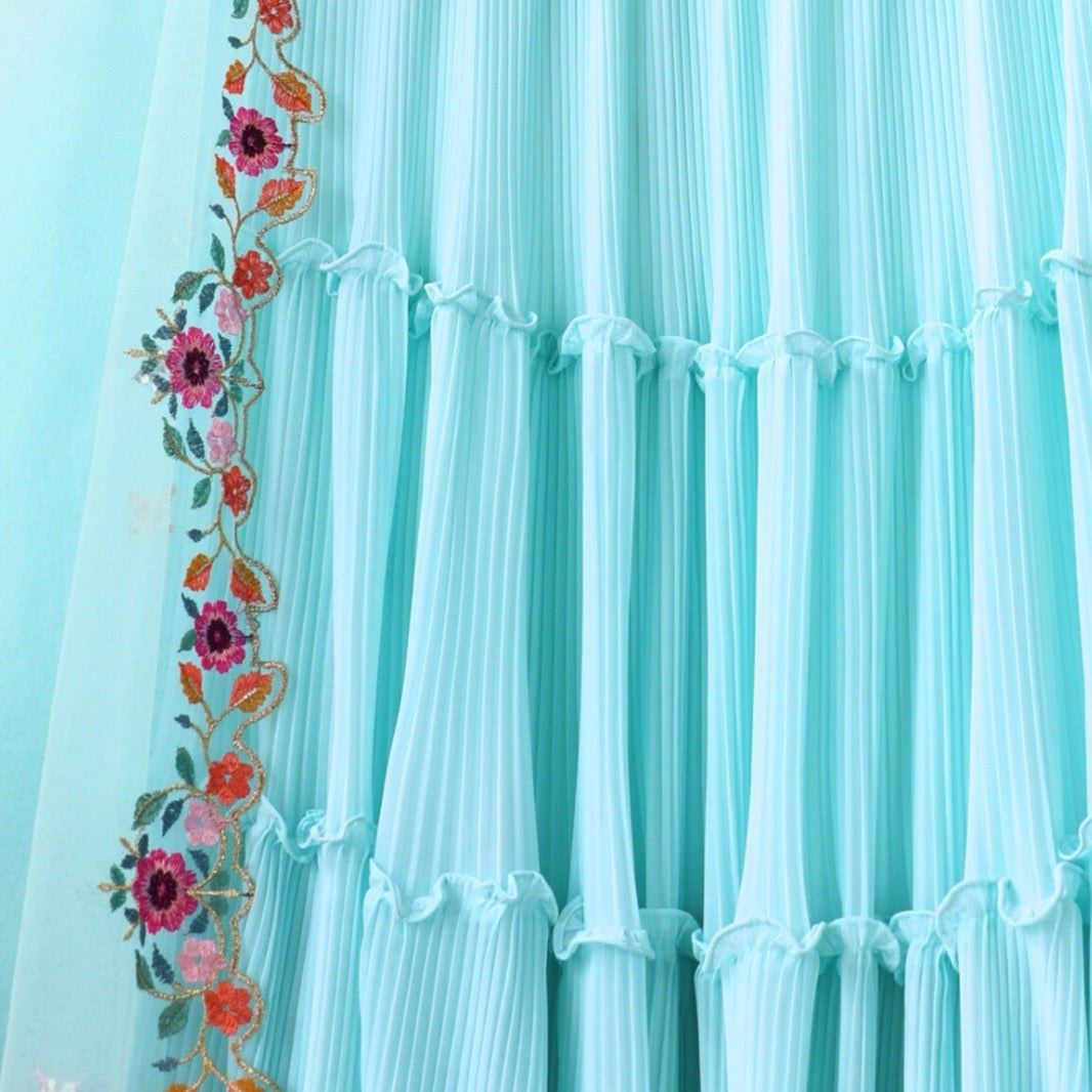 Sky Lehenga Choli With Thread and Sequence Embroidery Work