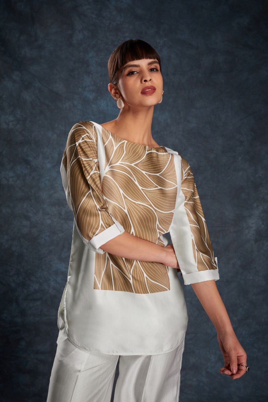 White Co-Ord Set with Printed Work