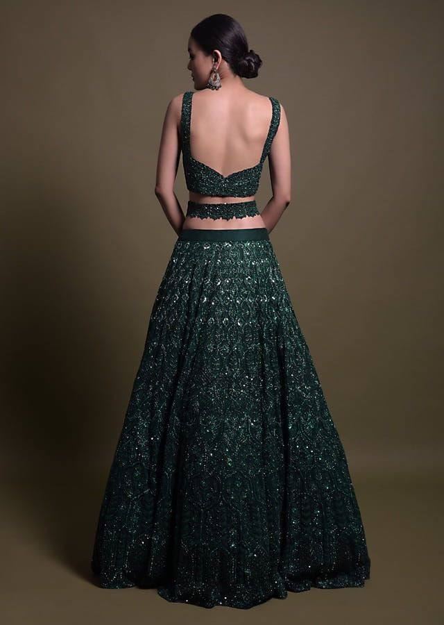 Green Lehenga Choli With Sequnece Thread Dori Work