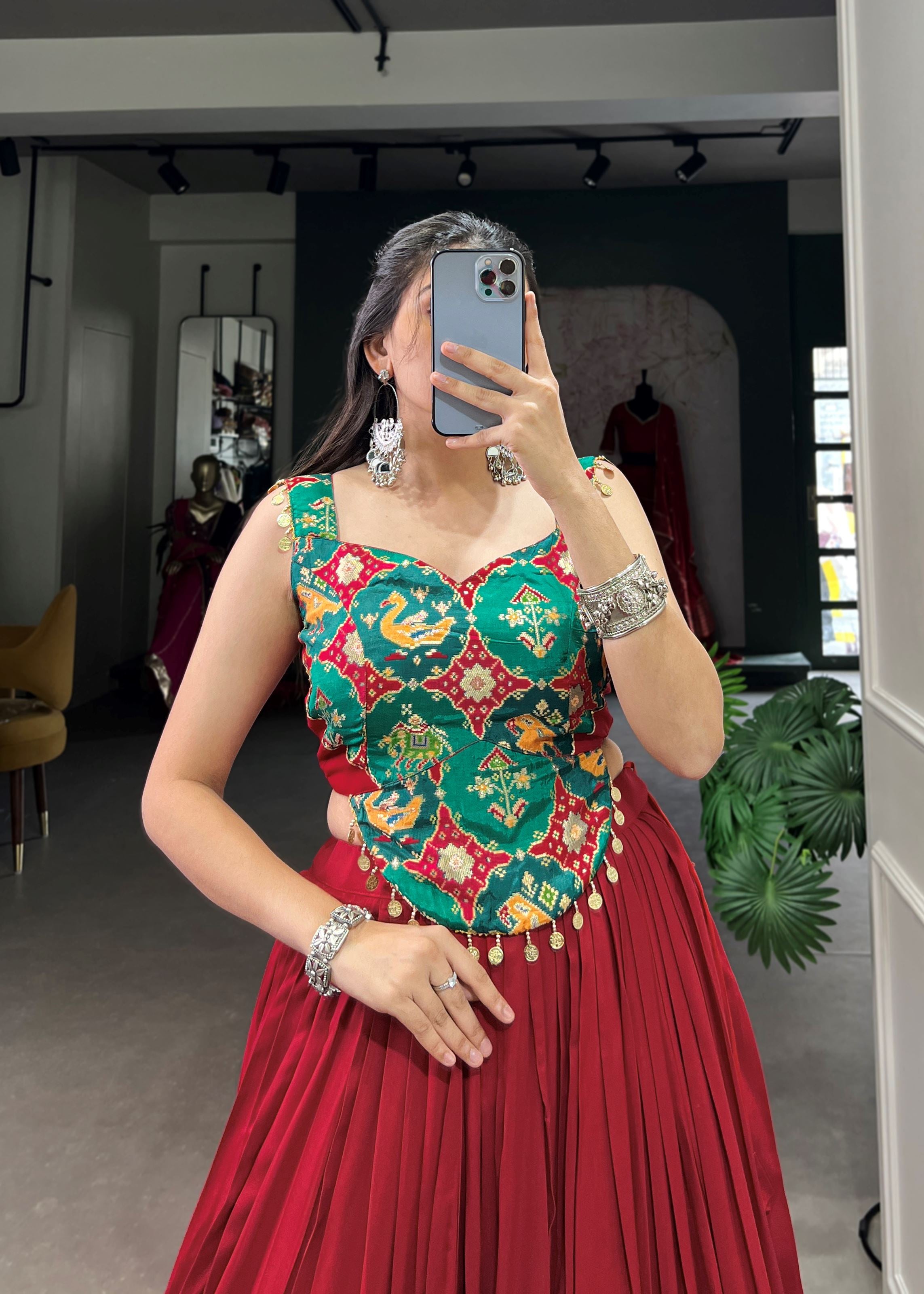 Maroon Pure Rayon Lehenga Choli with Embossed Elegance