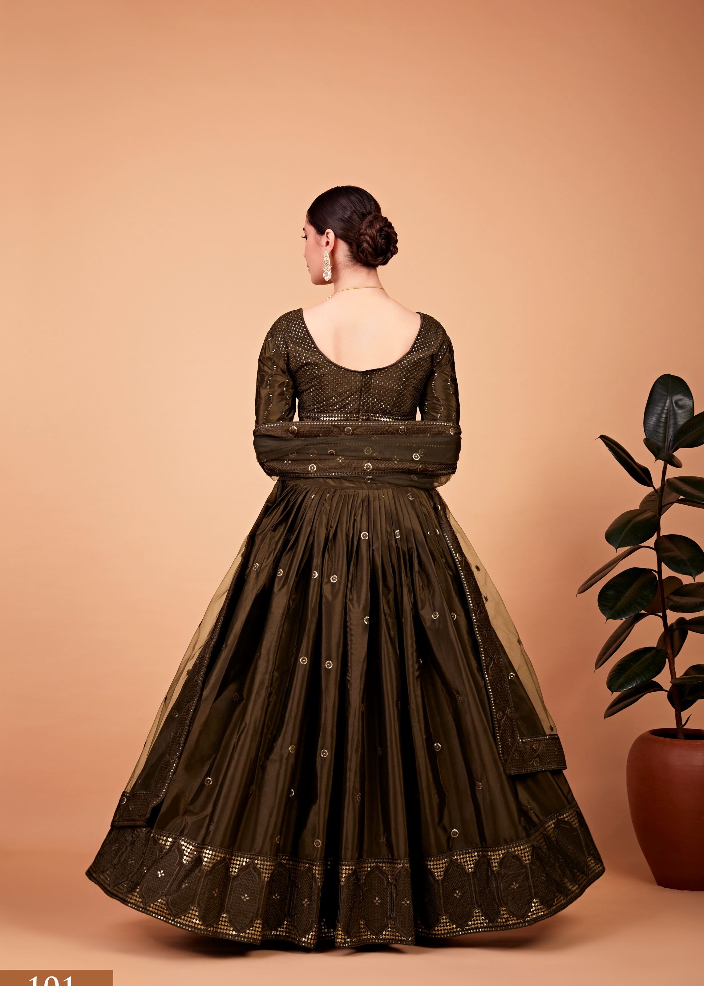 Mehndi Lehenga Choli With Thread And Sequins Embroidered Work
