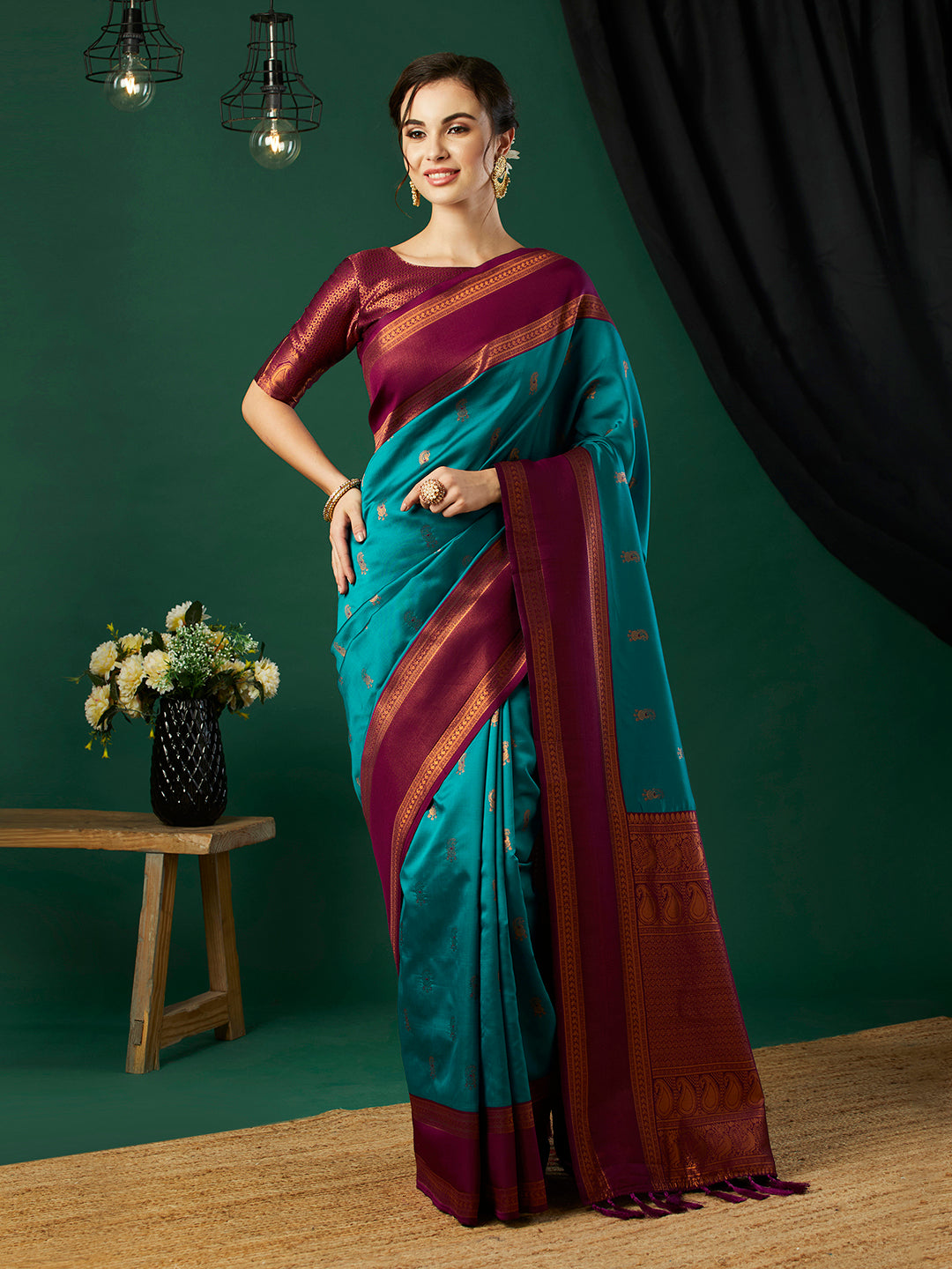 Aqua Blue Banarasi Silk Woven Jari Designer Heavy Looks Glamorous Ceremonial Saree