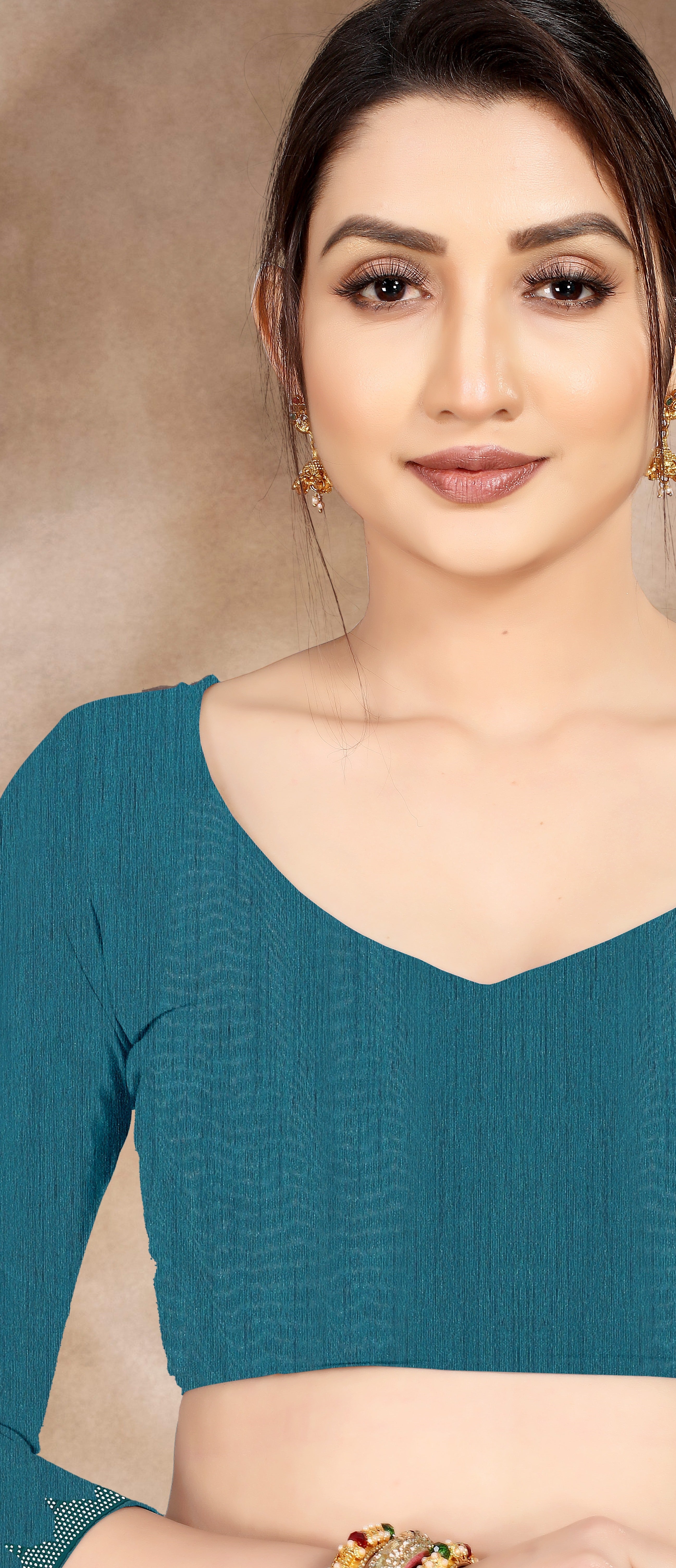 Aqua Blue Chiffon Saree With Swarovski Diamond Work