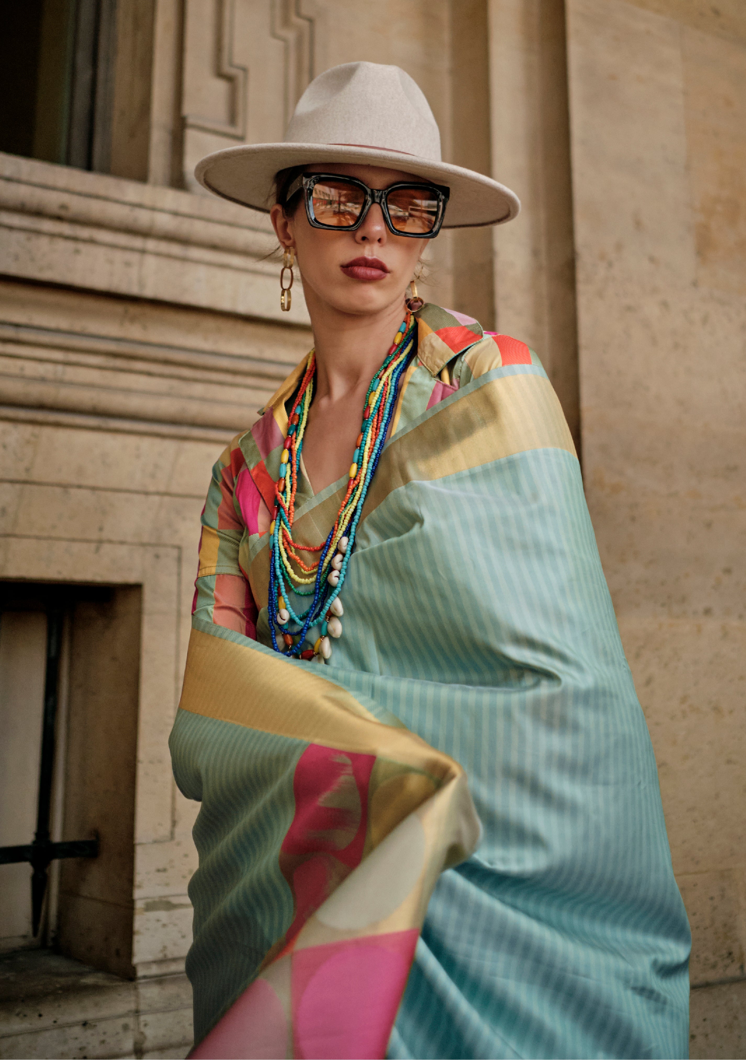 Aqua Blue Soft Handloom Silk Saree With Woven Work