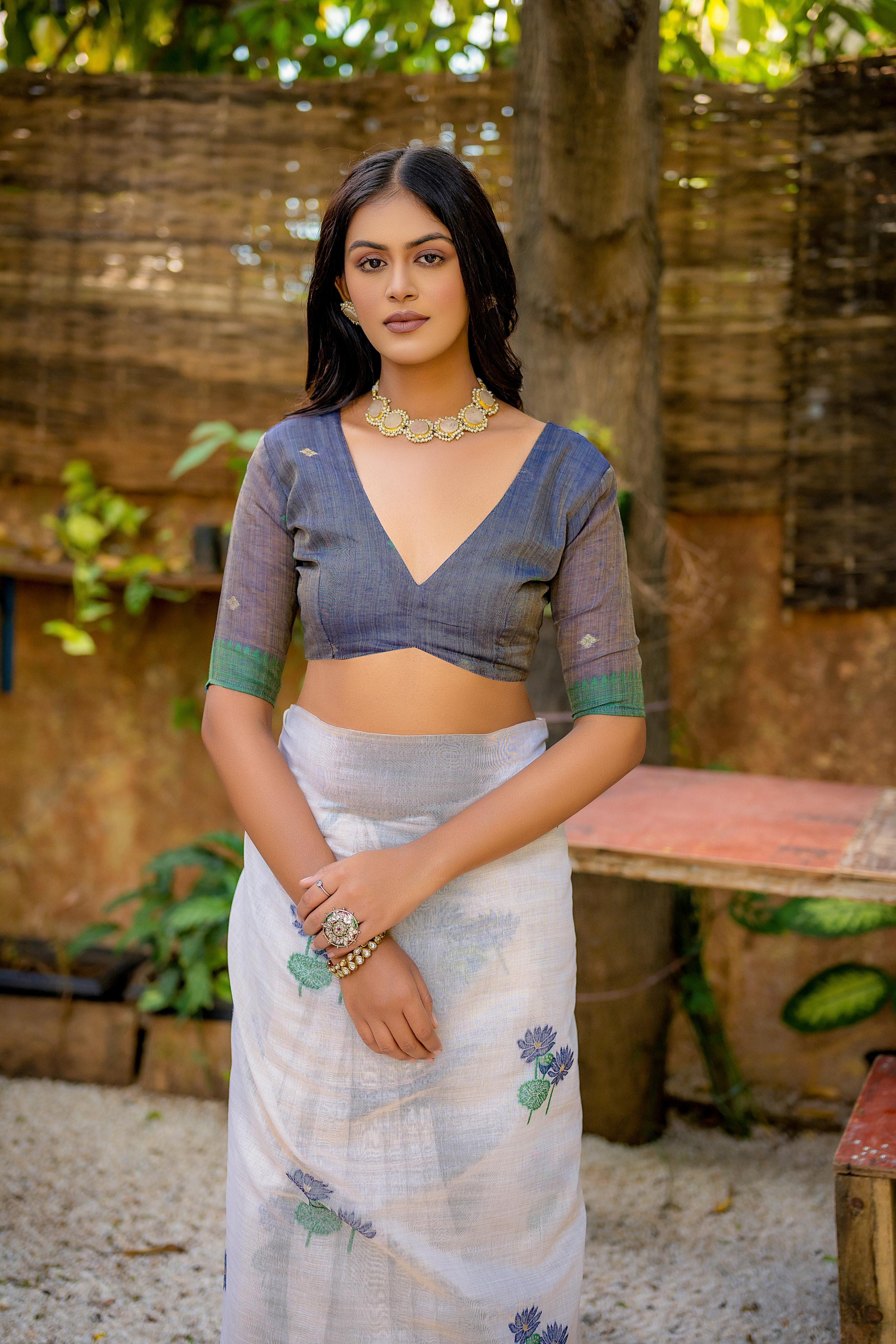 Beautiful Floral Weaving Designer Off White Muga Cotton Rich Looks Saree