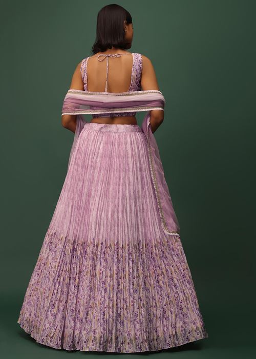 Beautiful Pink Floral Printed Georgette Event Wear Lehenga Choli