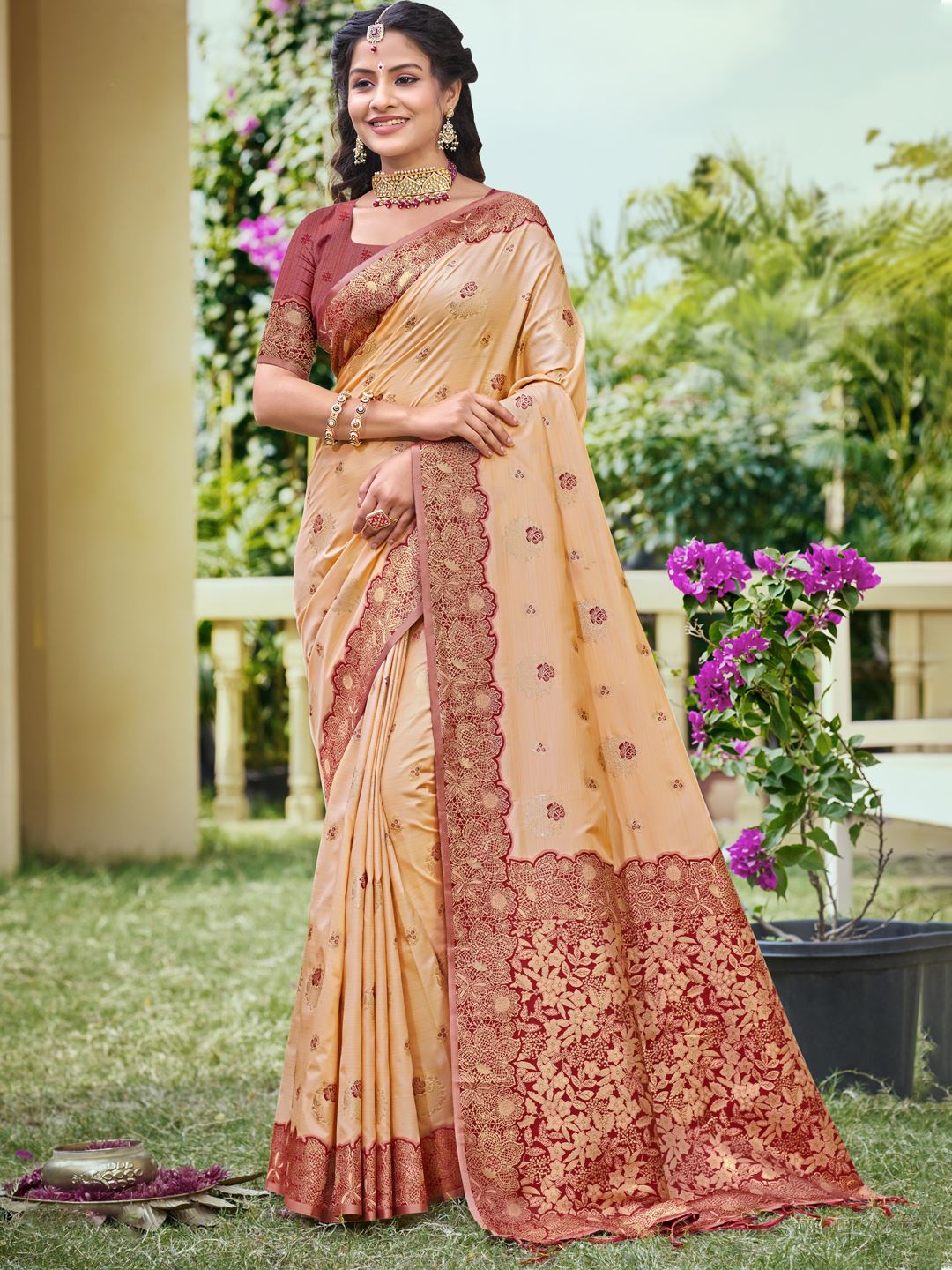 Beige Color Classic Banarasi Silk Saree