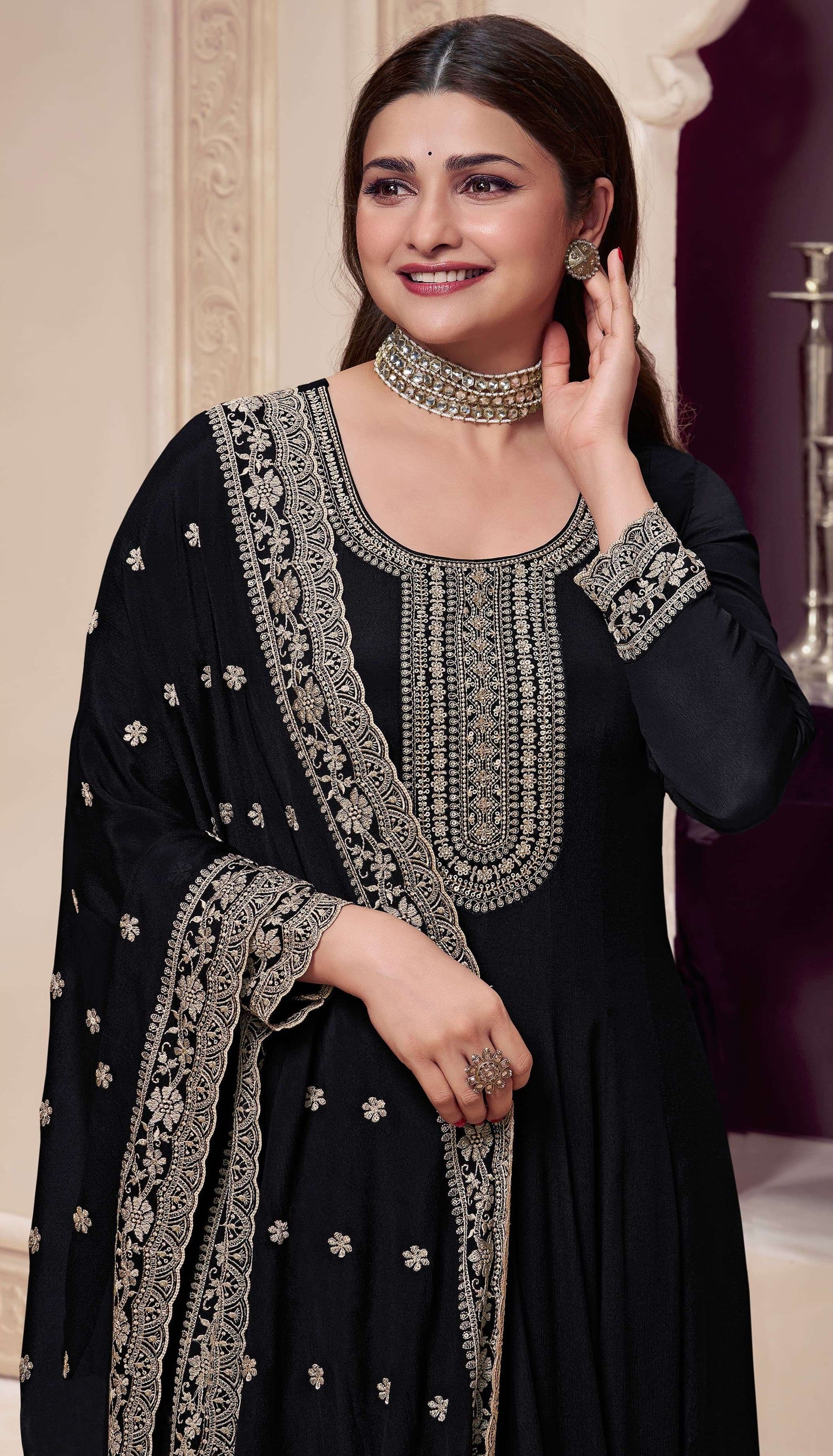 Black Anarkali Suit With Heavy Embroidery Work