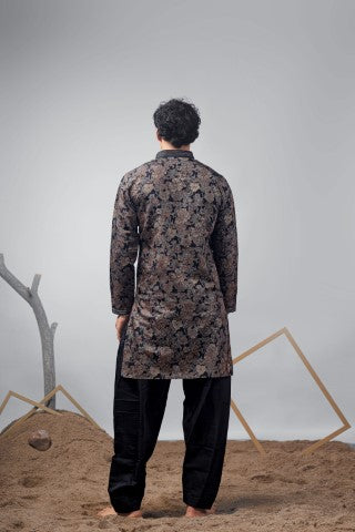 Black Designer Printed Modal Stylish Kurta Pajama