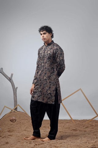 Black Designer Printed Modal Stylish Kurta Pajama