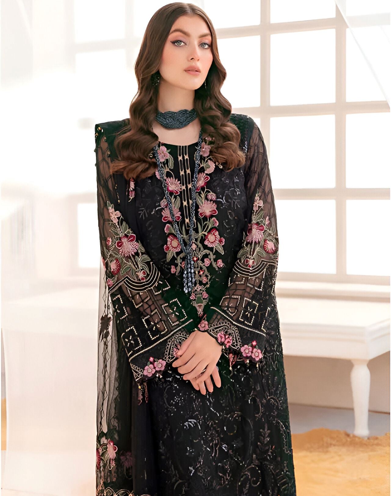 Black Heavy Designer Suit With Heavy Embroidery Work